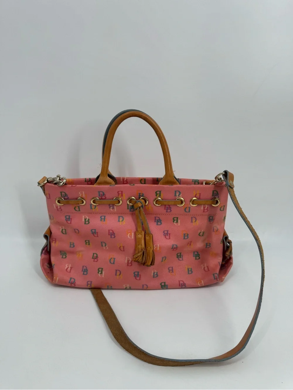 Vintage Dooney & Bourke Womens Monogram Handbag Satchel Crossbody CB Purse